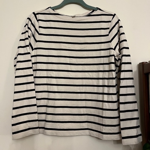 Uniqlo Tops - Uniqlo Black and Cream Striped Shirt